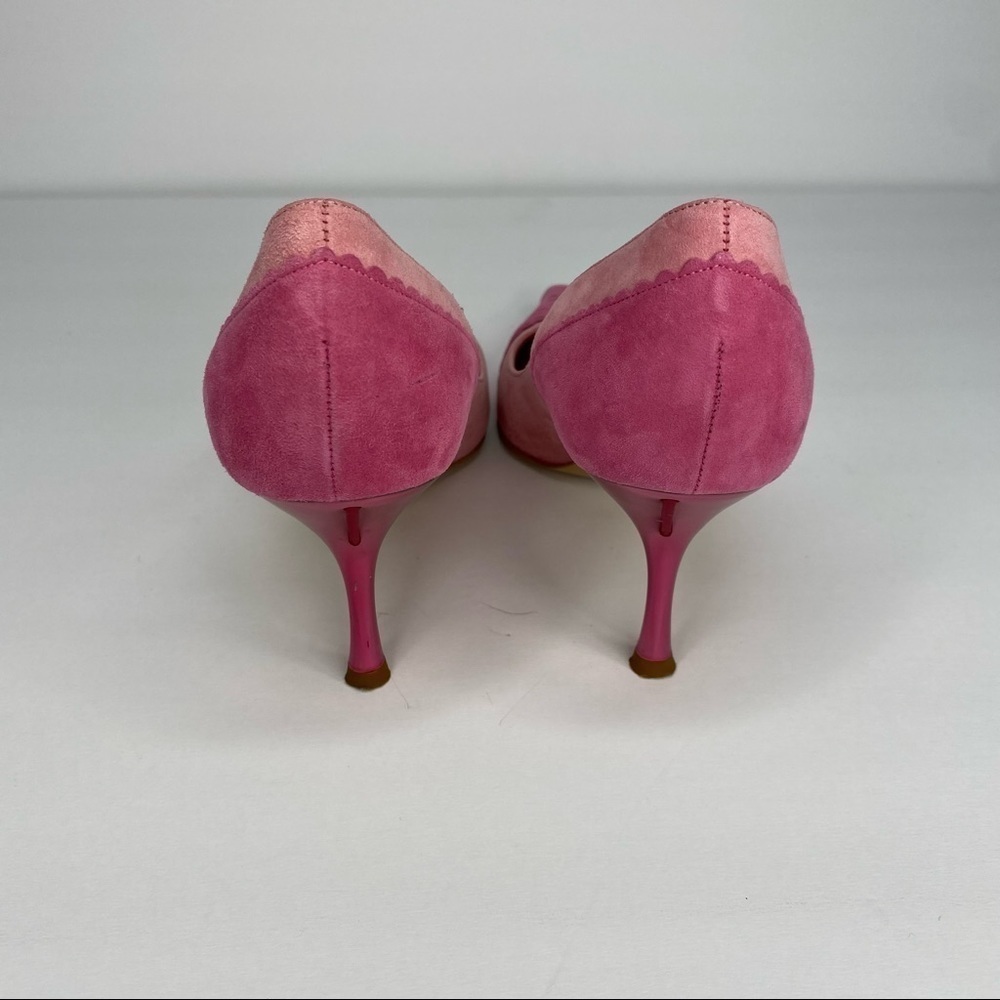 𝅺ESCADA Suede Pink Two-Toned Heel - Picture 6 of 6